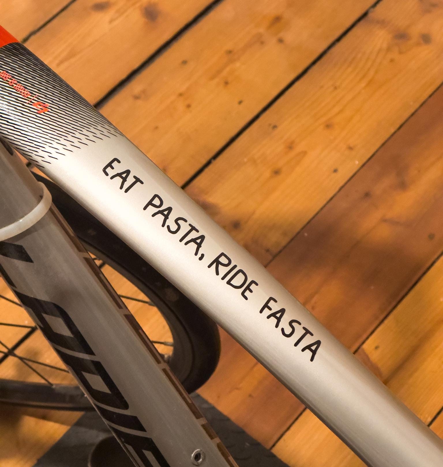 Eat pasta, ride fasta sticker, bonk - bike sticker vinyl decal, bike dekoration, carb loading - Handmade