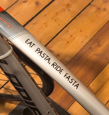 Eat pasta, ride fasta sticker, bonk - bike sticker vinyl decal, bike dekoration, carb loading - Handmade