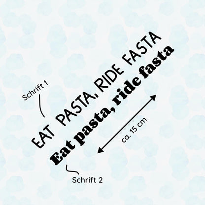 Eat pasta, ride fasta sticker, bonk - bike sticker vinyl decal, bike dekoration, carb loading - Handmade