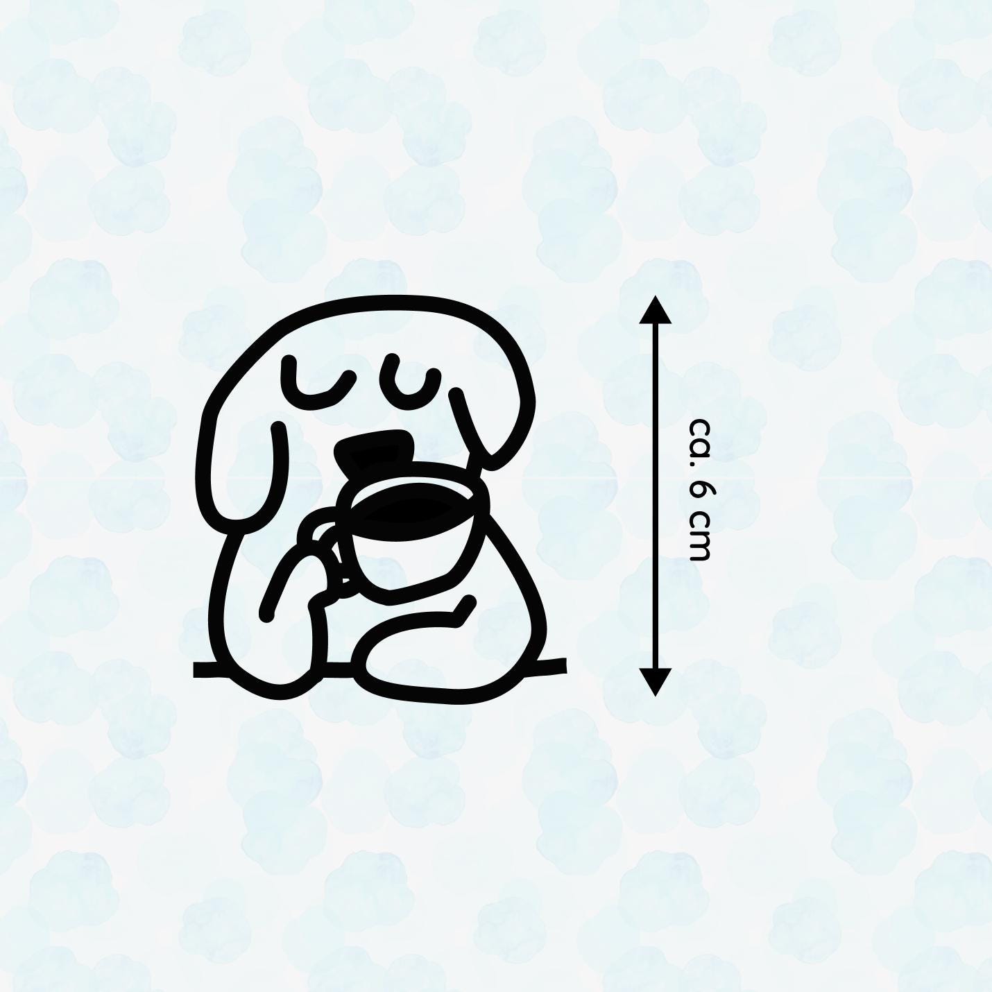 Schläfriger Hund mit Kaffeetasse, Fahrrad Sticker Vinyl, Müder Hund Design, Süßer Hundeaufkleber, Fahrrad-Deko - Handmade